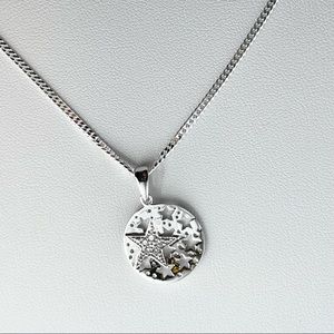 CZ Stars Sterling Silver Pendant with Necklace, Stars Pendant, Cubic Zirconia